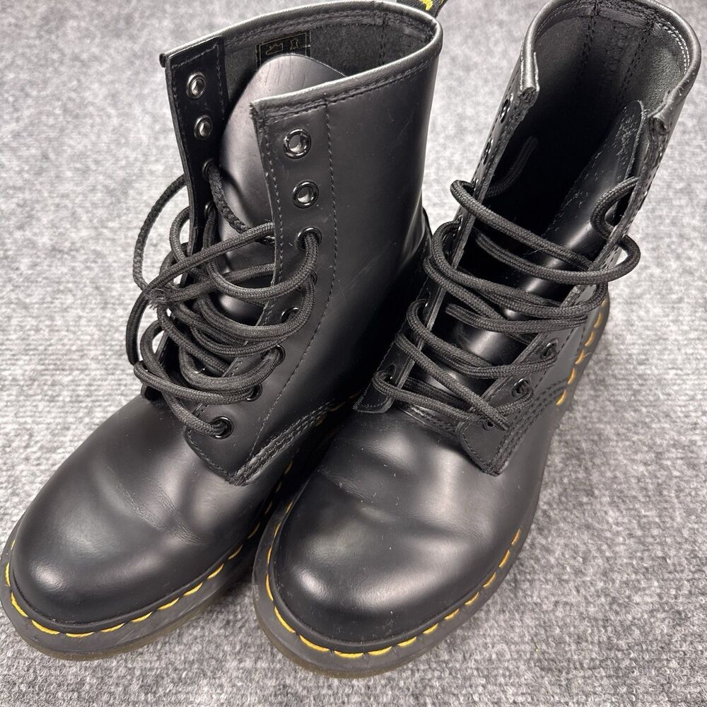 Doc Martens 1460 Pascal Black Leather Boots Combat Work Women’s Sz 6 US